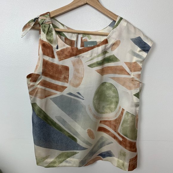 Maeve Nailah Silk Asymmetrical Watercolor Top - Picture 3 of 10